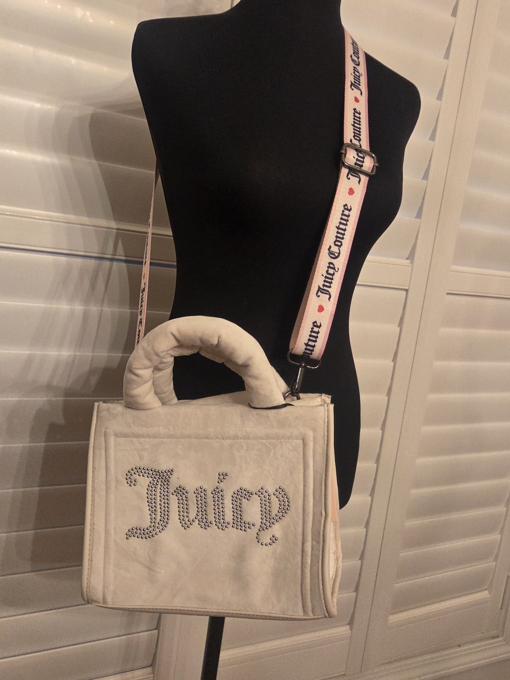 Juicy Couture Cream Logo Tote Bag with Branded Strap Brand New